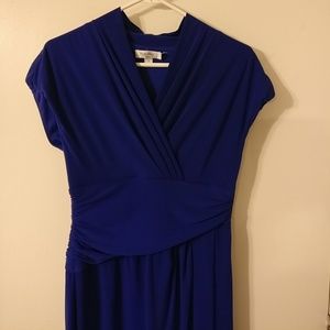 Maggy Boutique faux wrap blue knit dress size 6